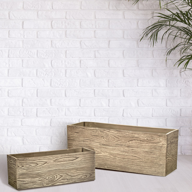 Gracie Oaks Cem 2Piece Resin Planter Box Set Wayfair
